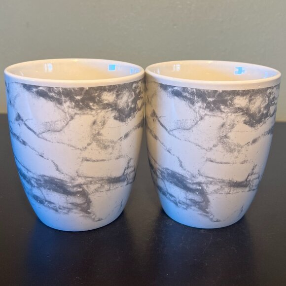 Set of 2 ROYAL NORFOLK Marbleized Gray & White Ceramic Mugs ~ Greenbrier - Picture 5 of 9
